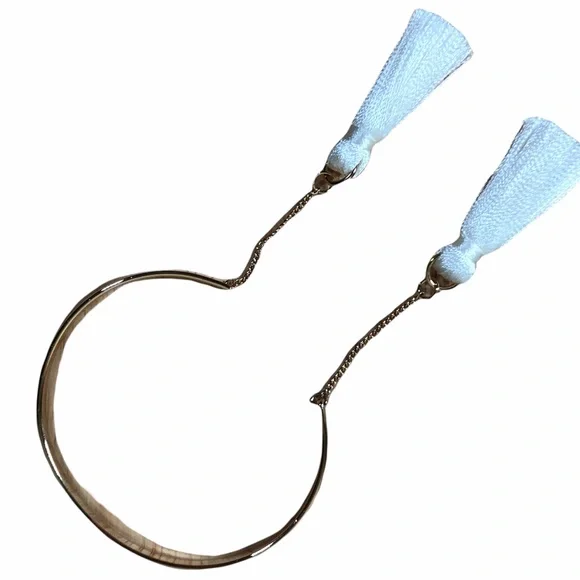 Shiraleah Anthropologie Bracelet Bangle Open Fringe Tallulah White Tassels - Picture 2 of 6